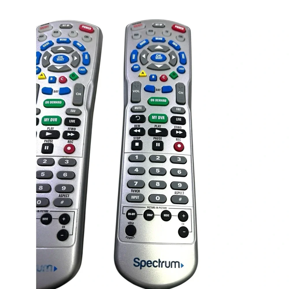 2 Charter Spectrum 4-Device Universal Remote Controls, Silver - AUX DVD TV CABLE